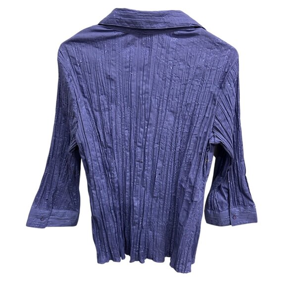 Croft & Barrow NWT Womens Purple Embroidered Button Front Crinkle Blouse Sz XL - Picture 2 of 10